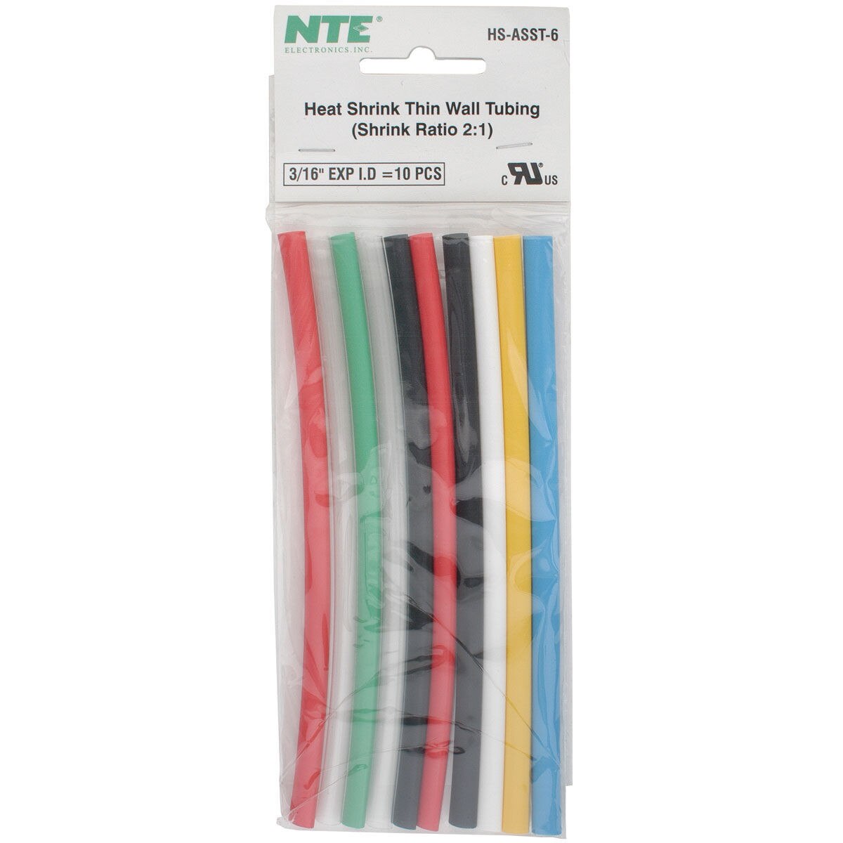 NTE Heat Shrink Tubing 21 Assorted Colors 3/16" x 6" 10 Pcs.